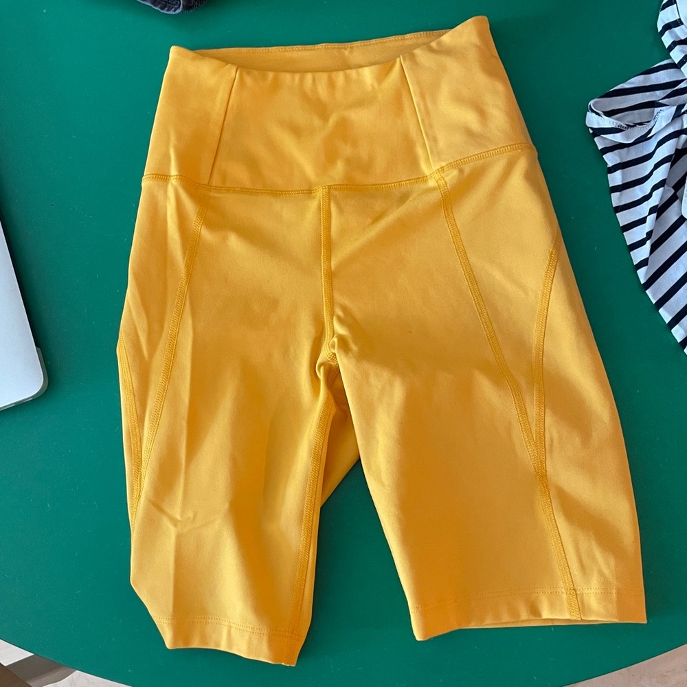 Girlfriend Collective Yellow Bike Shorts High-Waisted Performance
